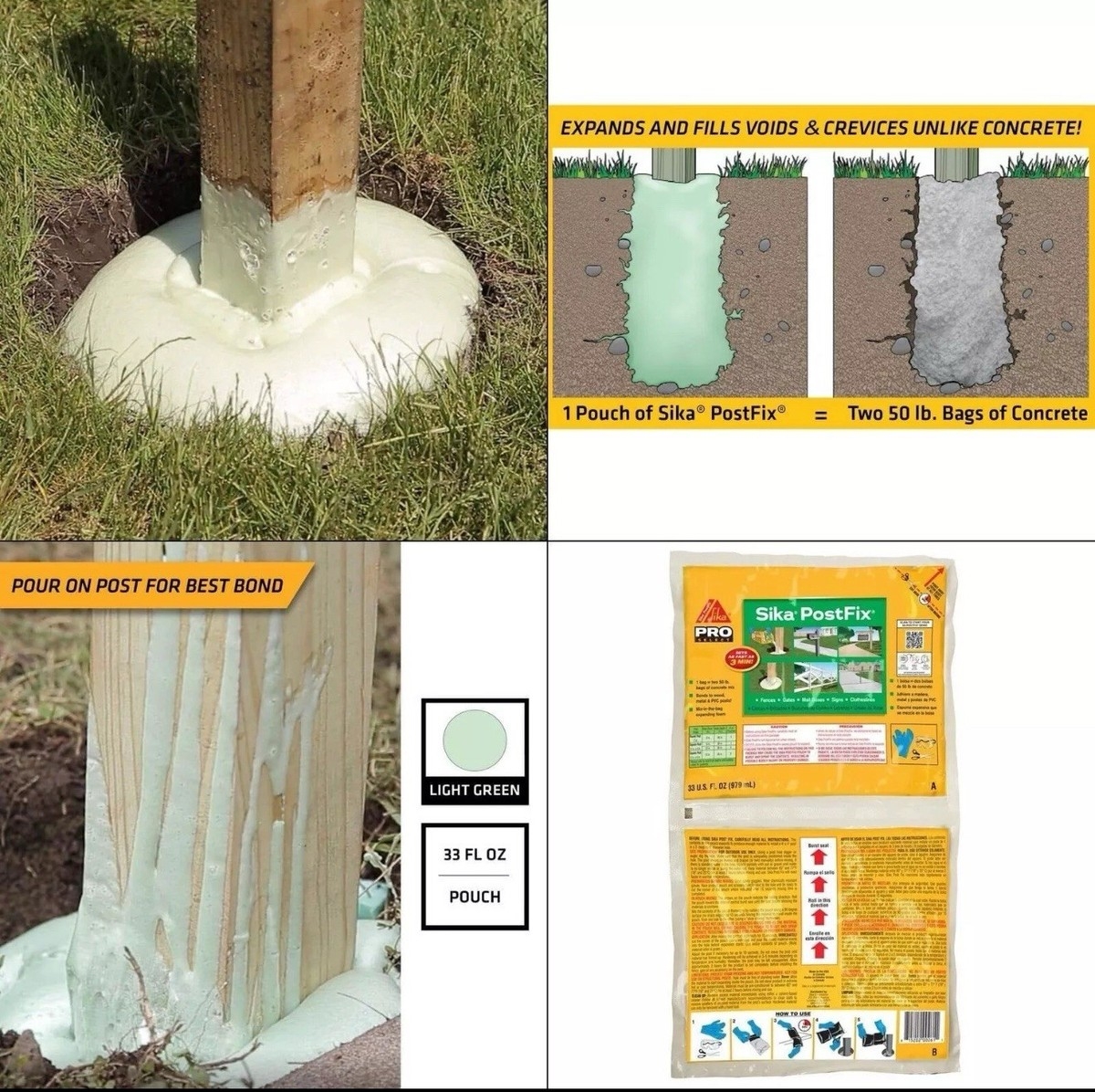 Lot Of 3 Sika Postfix Fence Post Mix Mix in The Bag Expanding Foam Supporting 815202002611 EBay