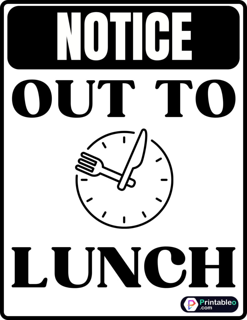 lunch break sign for office printable