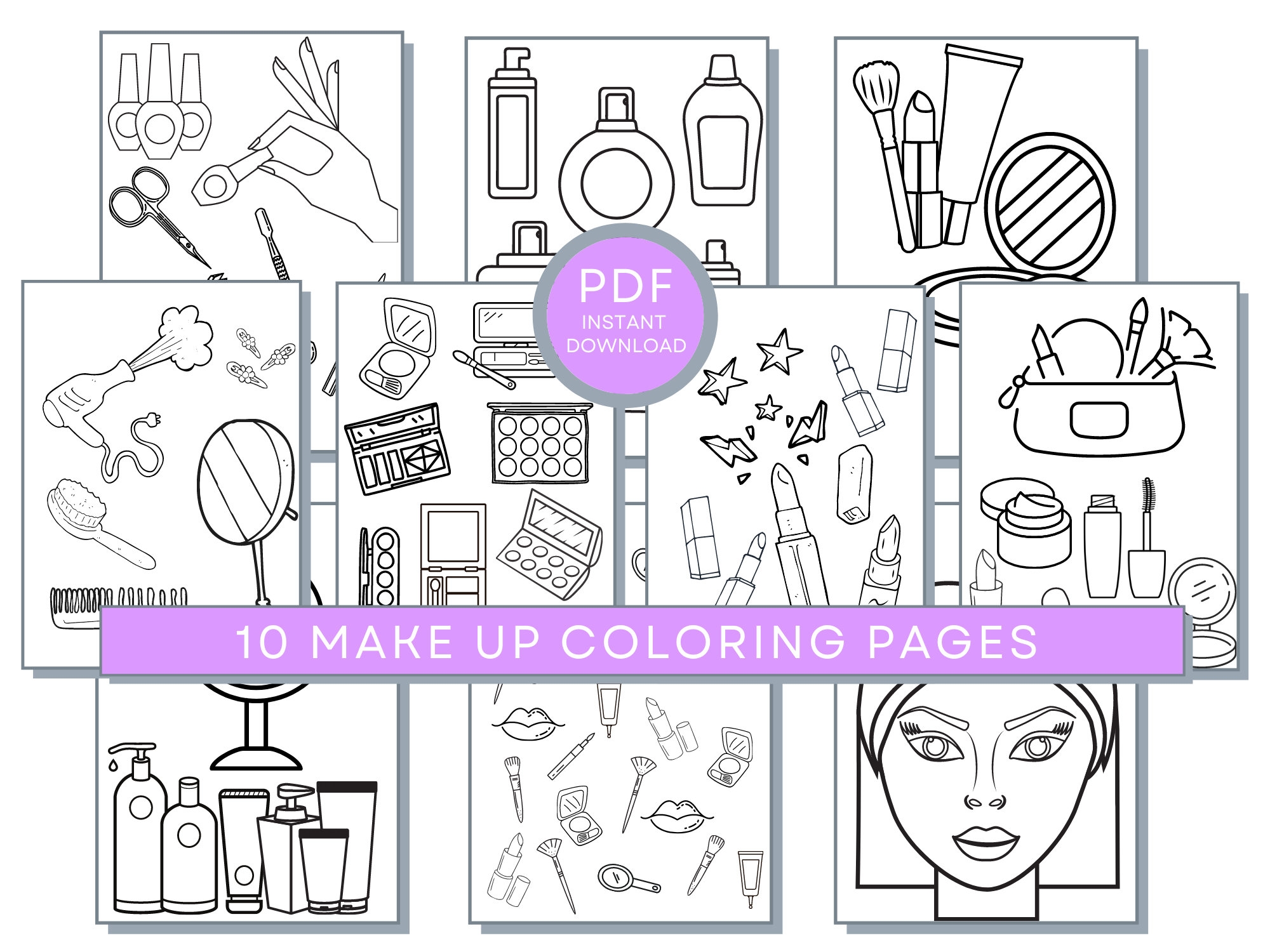Make Up Coloring Pages For Kids Make Up Printables Make Up Day Sheet Beauty Coloring Pages Make Up Print Cosmetics Coloring Pages Spa Etsy