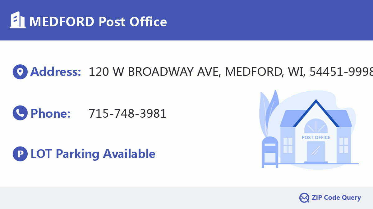 MEDFORD Post Office Wisconsin United States ZIP Code 5 Plus 4 