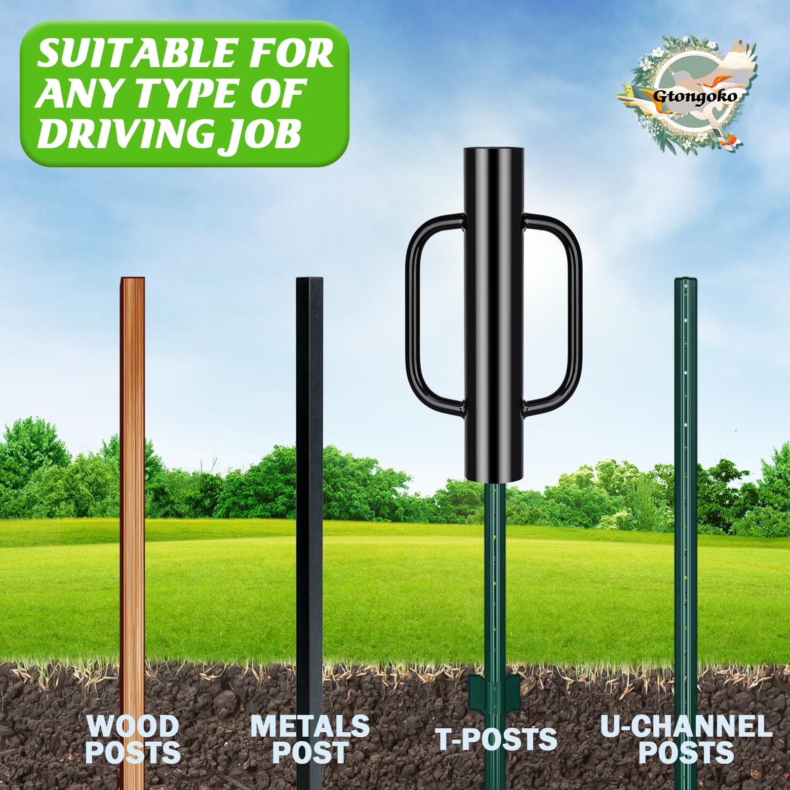Metal Fence Post T Post Driver With Handle 14LB Heavy Duty Fence Post Driver Post Man Saver