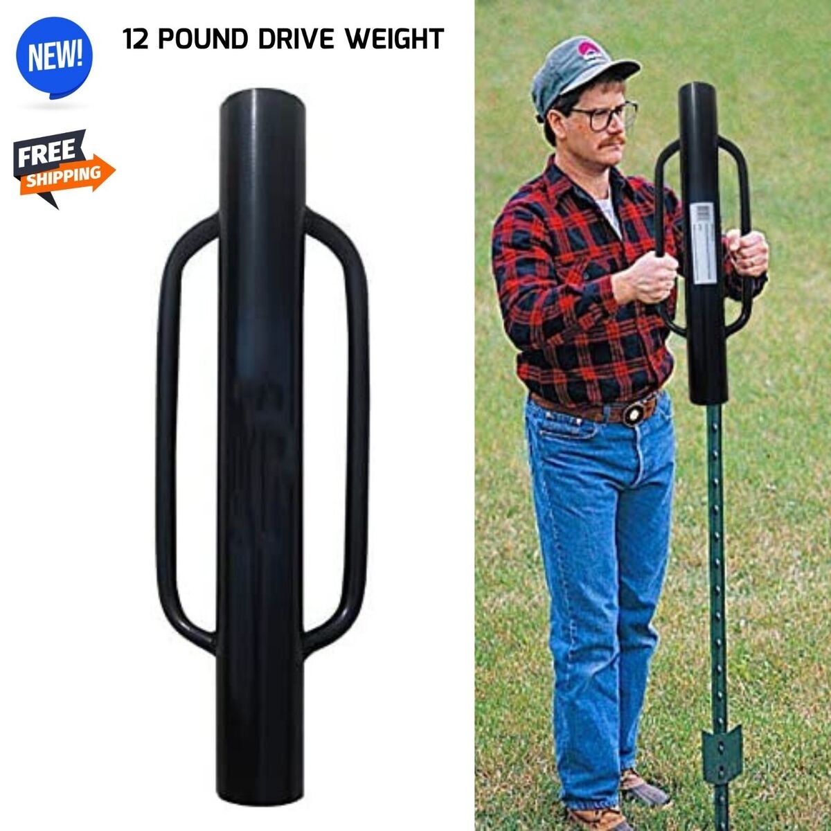 Metal Head Fence Heavy Duty Manual Post Driver With Handle 2 Hand Post Pounder EBay