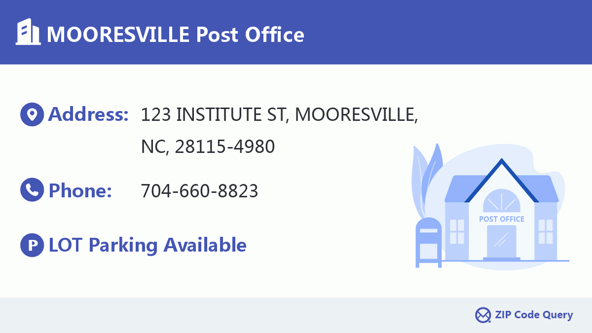 MOORESVILLE Post Office North Carolina United States ZIP Code 5 Plus 4 