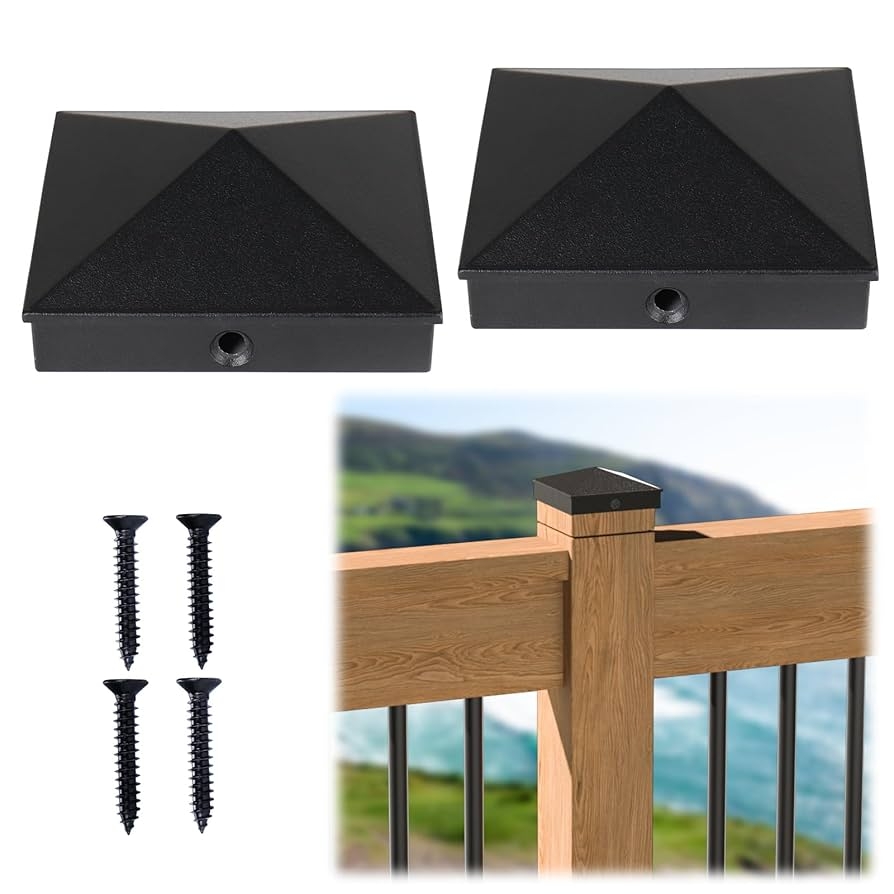 Muzata 2Pack 4x4 Post Caps Aluminum Pyramid Actual 3 5 x3 5 Fence Post Caps Black Powder Coated For Wood Fence Deck Railing WT06 Amazon