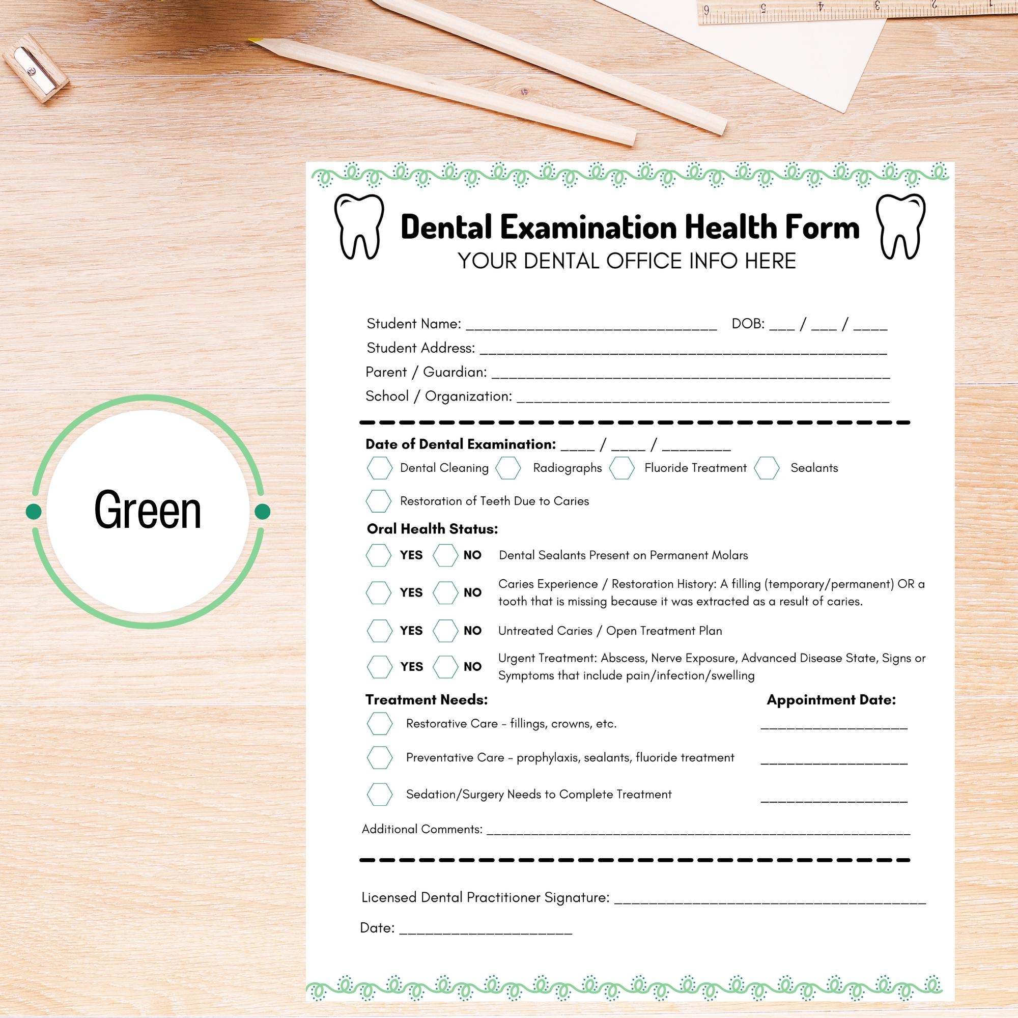 printable medical history form for dental office