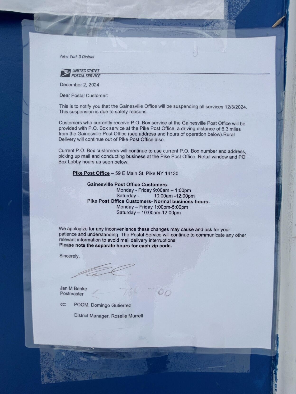 No Date Set For Post Office Reopening In Gainesville News Thedailynewsonline