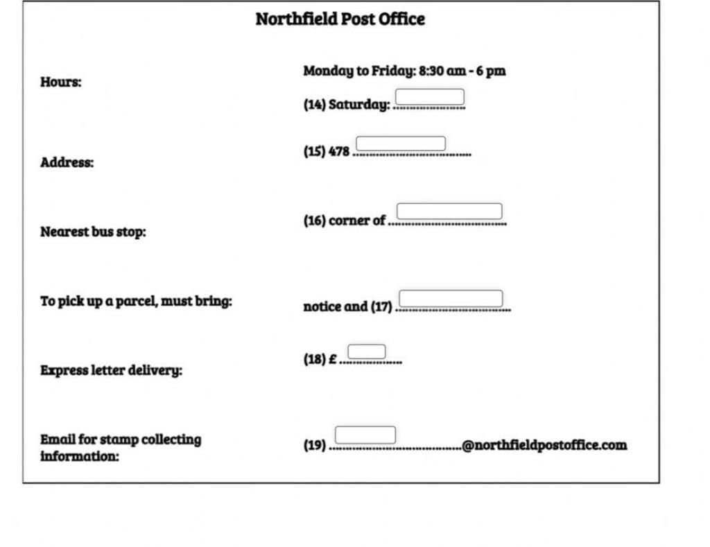 Northfield Post Office Monday To Friday 8 30 Am 6 Pm Hours 14 Saturday 15 478 Address 16 Corner Of Nearest Bus Stop To Pick Up A Parcel Mus