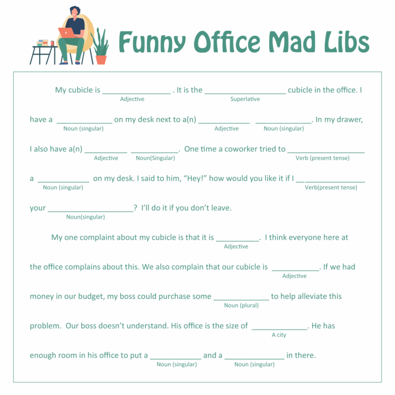 Office Mad Libs 10 Free PDF Printables Printablee Worksheets Library