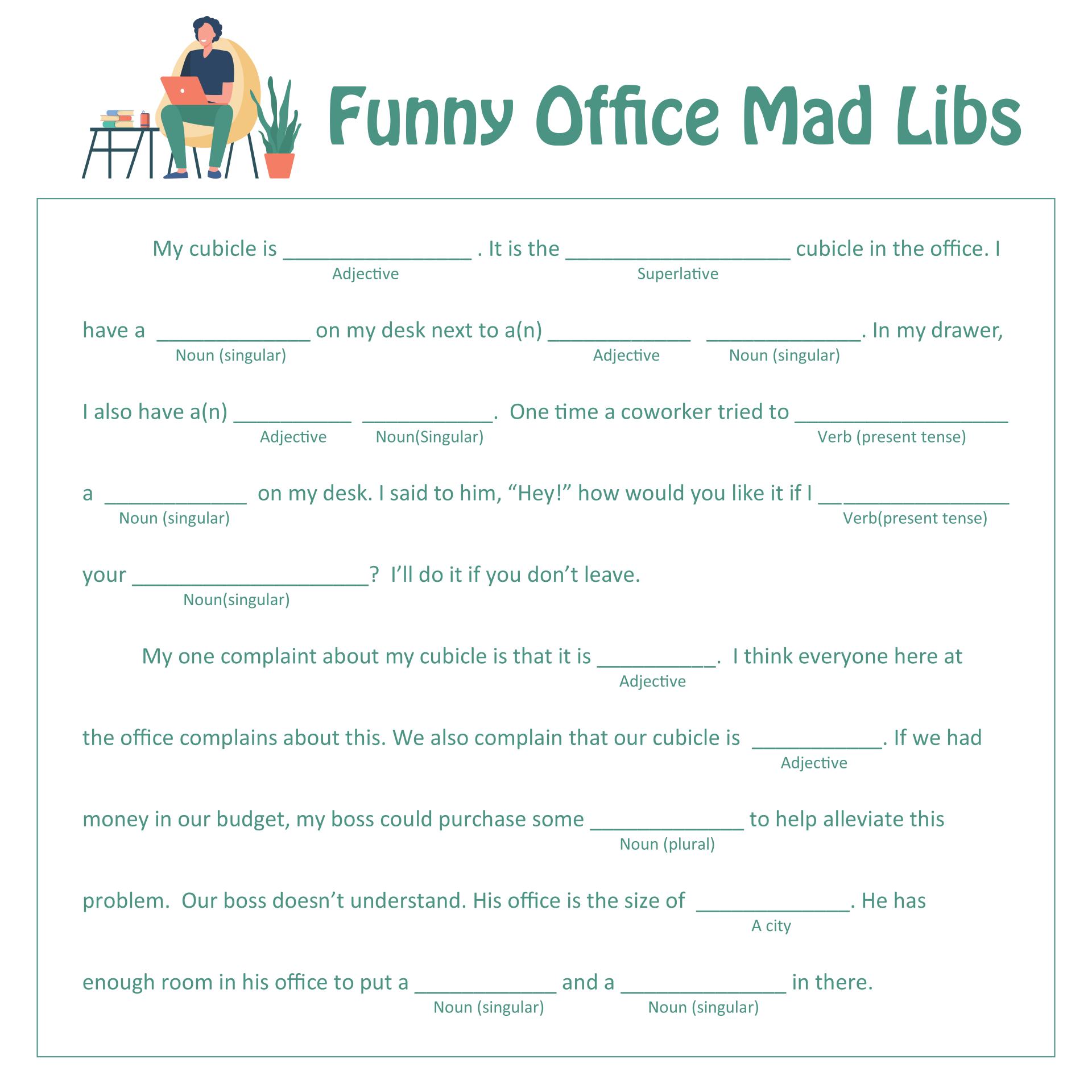 Office Mad Libs 10 Free PDF Printables Printablee Worksheets Library