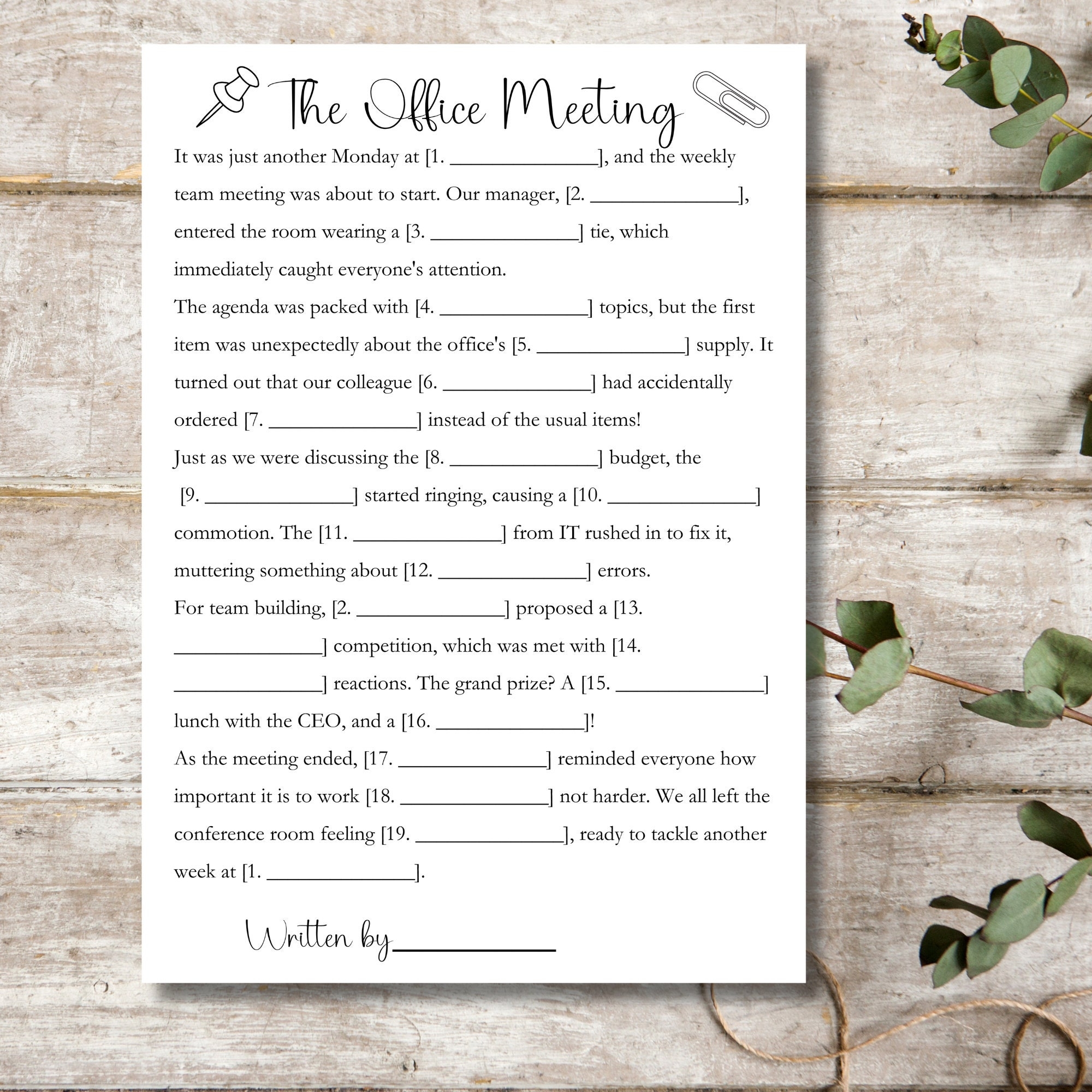 Office Mad Libs Office Games Office Games Printable Printable Office Games Office Party Games Team Bonding Games Funny Games Etsy