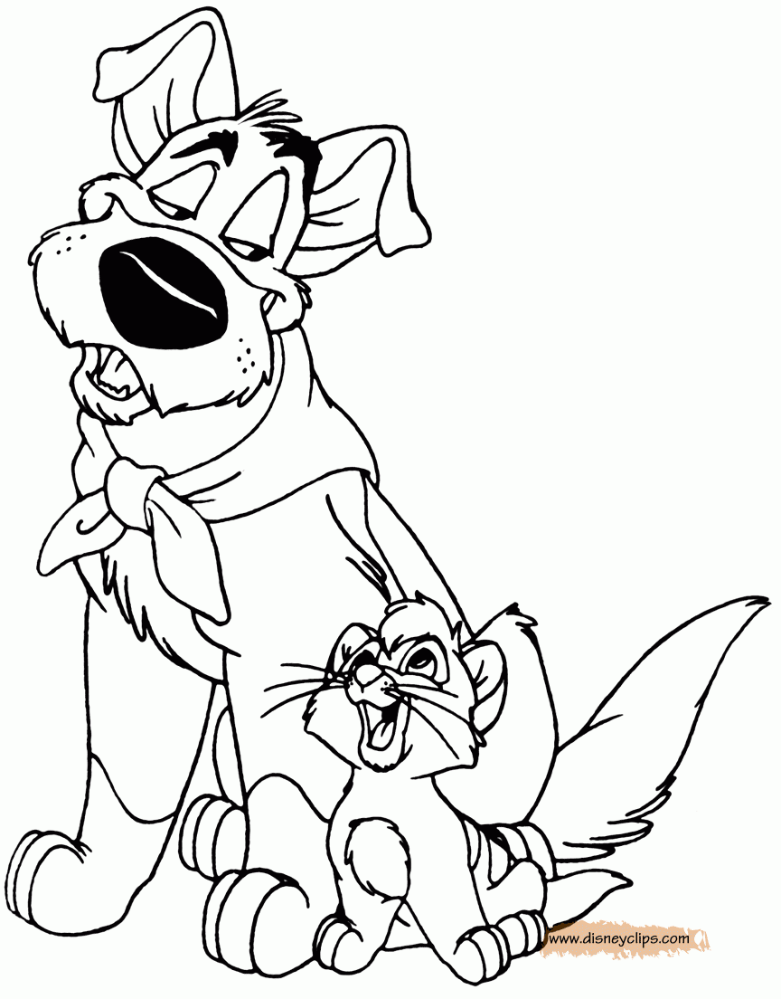 Oliver And Company Coloring Pages Disneyclips