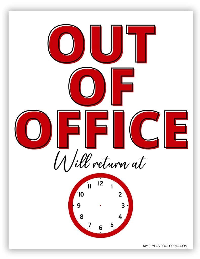 out of office printable signs