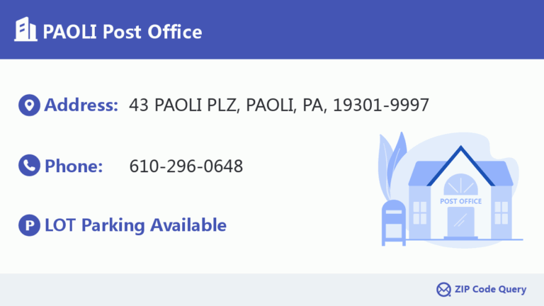 PAOLI Post Office Pennsylvania United States ZIP Code 5 Plus 4 