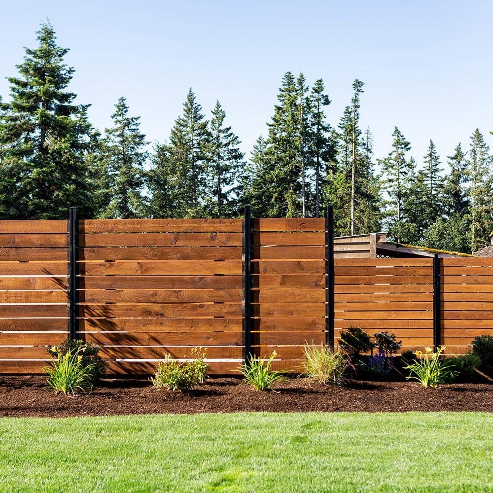 PEAK Modular Fencing 76 In H Matte Black Aluminum Hard Surface Post For A 6 Ft H Outdoor Privacy Fence System 2481 The Home Depot