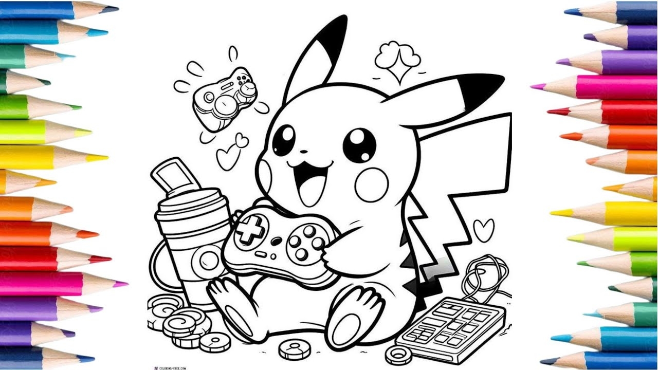 Pikachu Gamer Coloring Pages Pokemon Unite Ncs Music YouTube