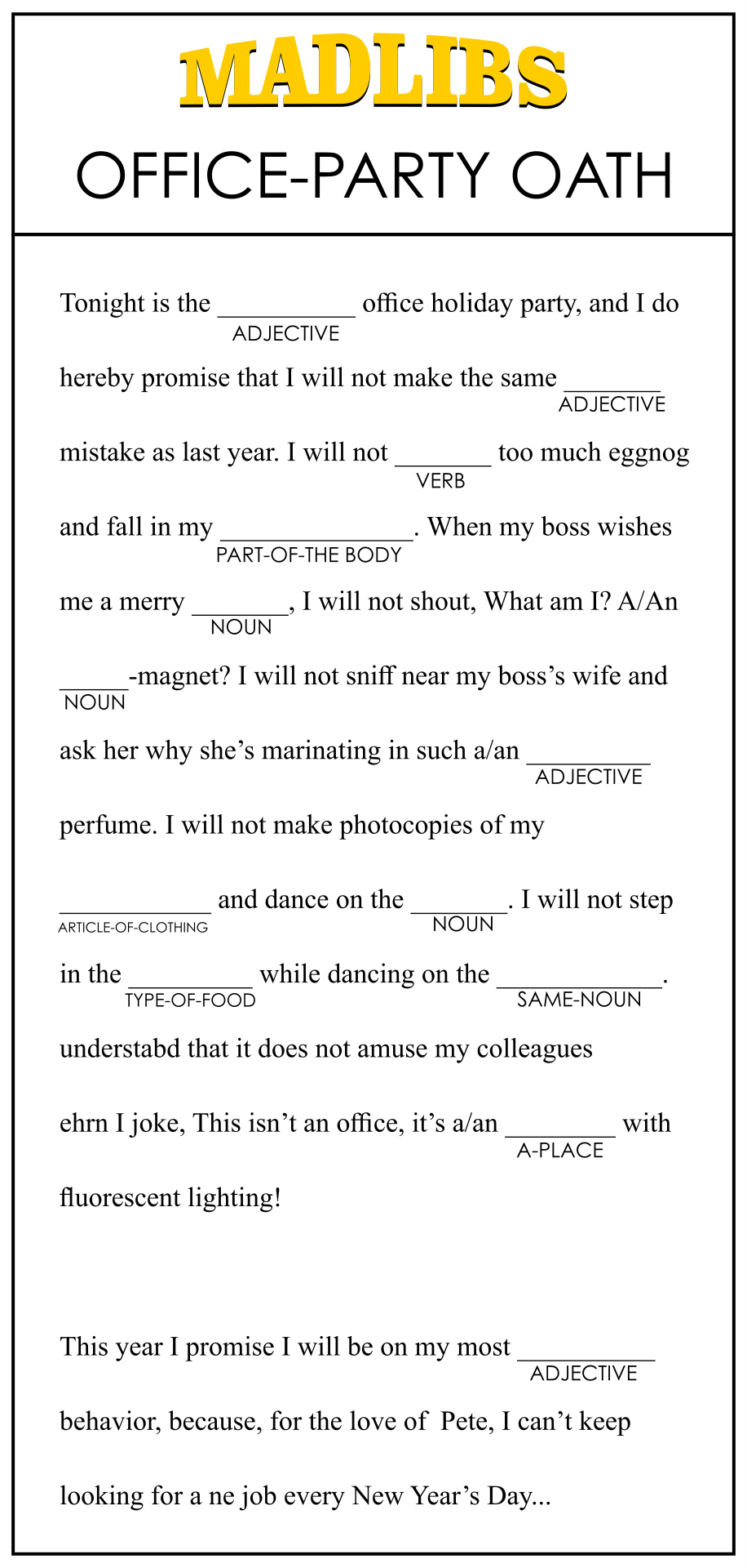 downloadable office mad libs printable