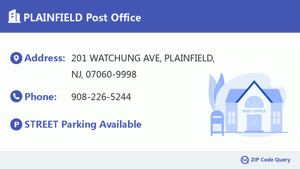 PLAINFIELD Post Office New Jersey United States ZIP Code 5 Plus 4 
