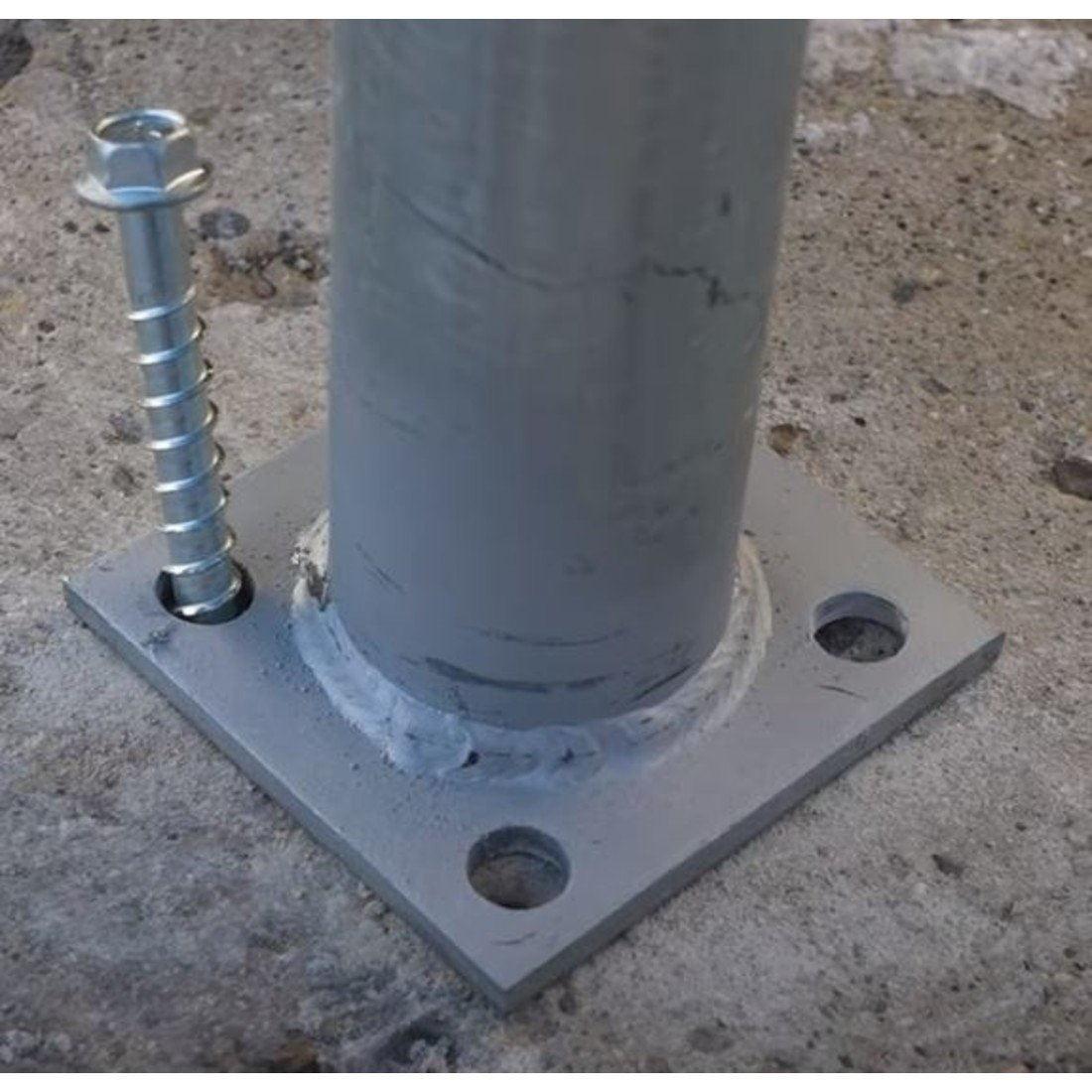 PLATED POST For Concrete Mounted Vinyl Fence 2 3 8 SS 40 Post Welded To 4X4 Base Plate SWi Fence Supply