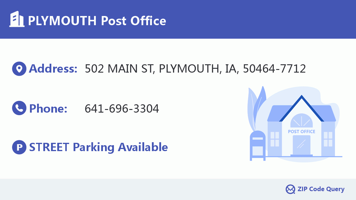 PLYMOUTH Post Office Iowa United States ZIP Code 5 Plus 4 
