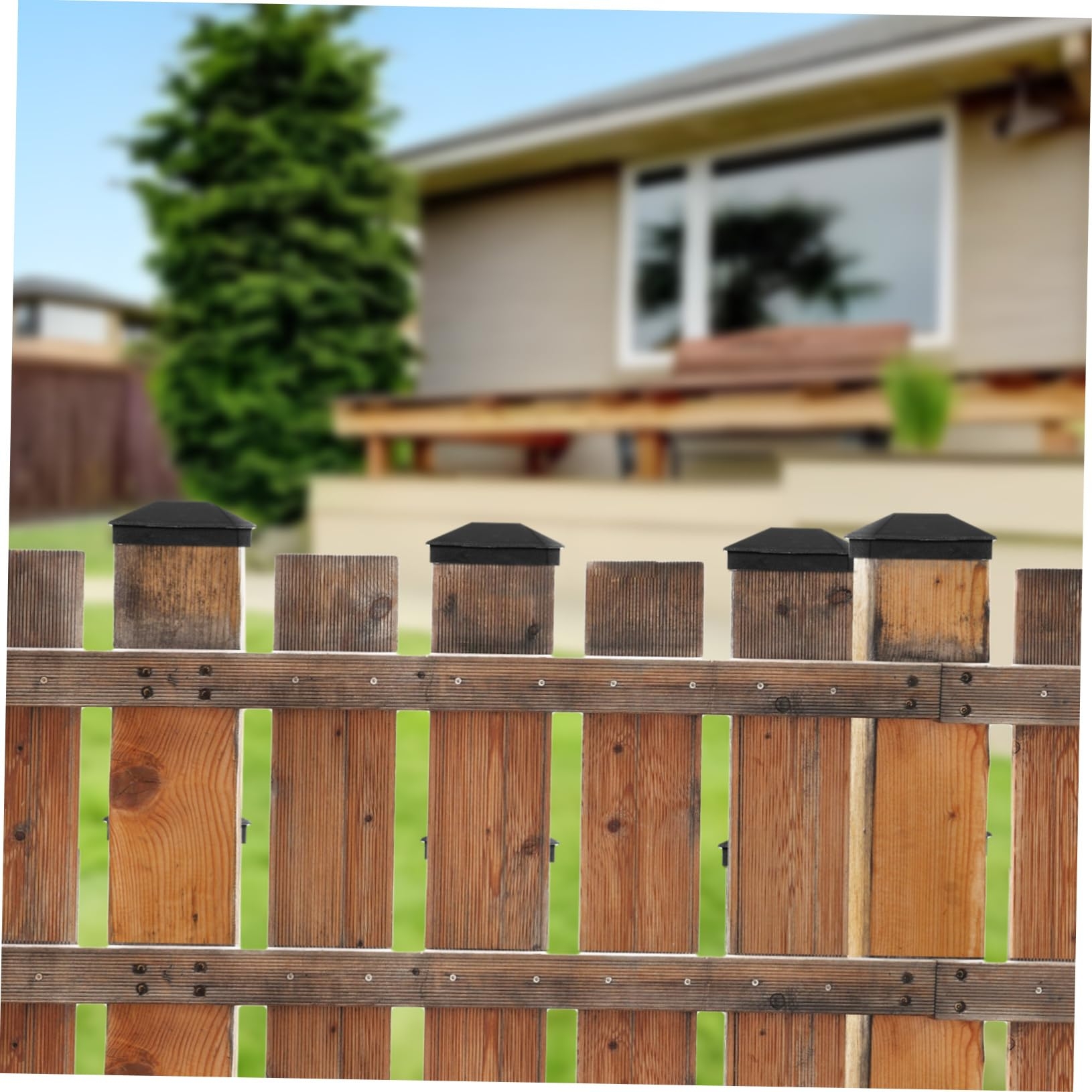 POPETPOP 48pcs Weather Resistant Fence Post Caps Outdoor Post Covers With Screws For Fencing Projects Aesthetic For Fences Amazon