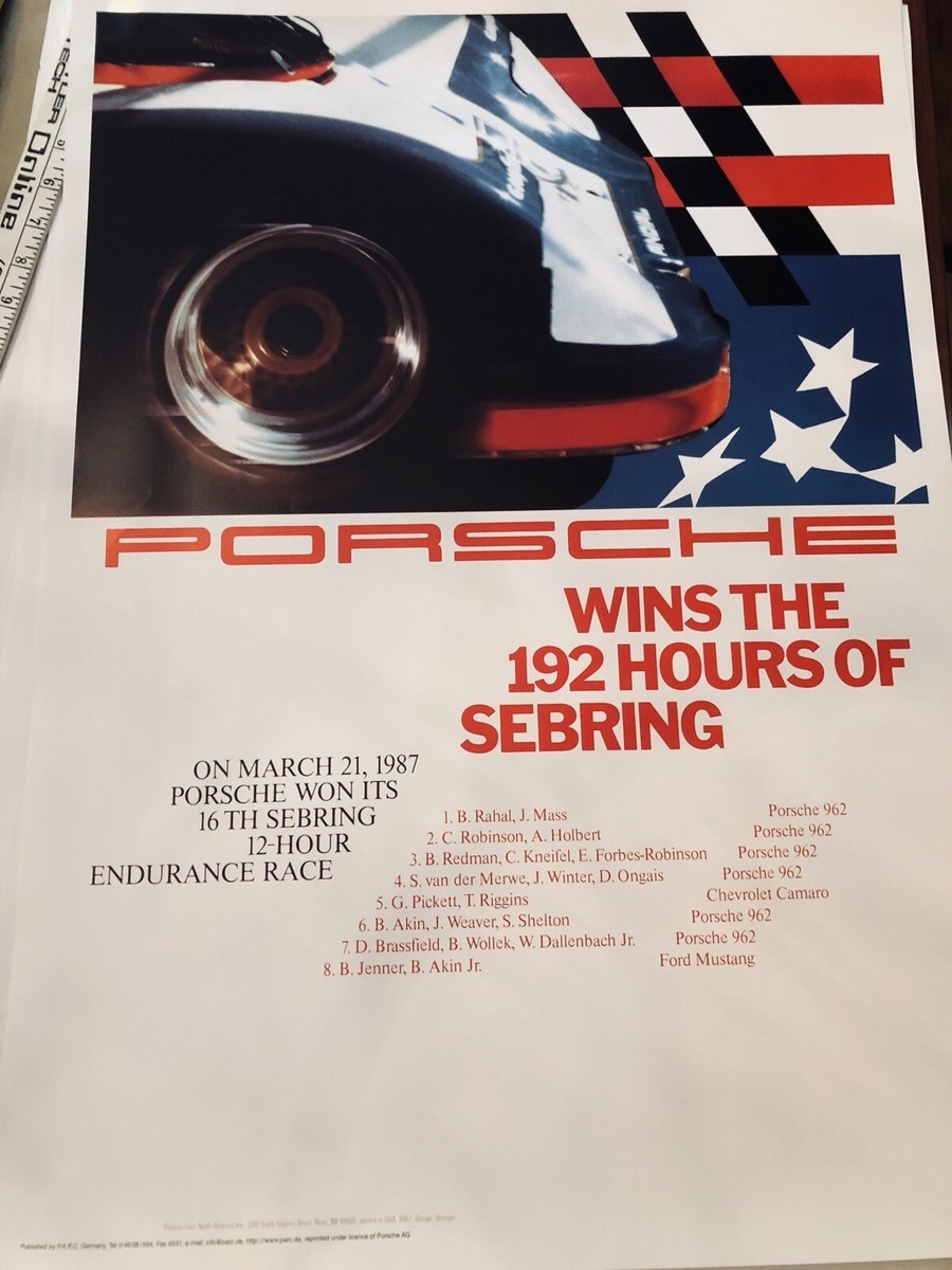 Porsche Poster Porsche Wins The 192 Hours Of Sebring 1987 EBay