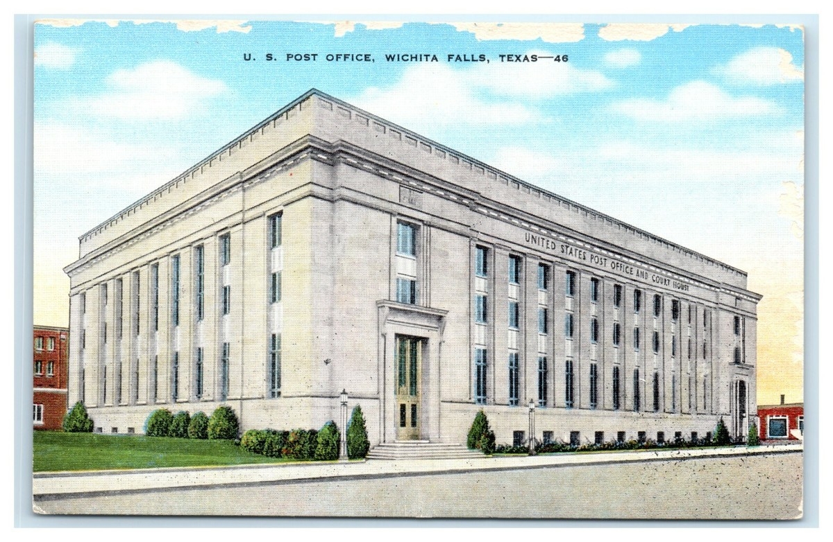 POSTCARD United States Post Office Wichita Falls Texas White Stone Building EBay