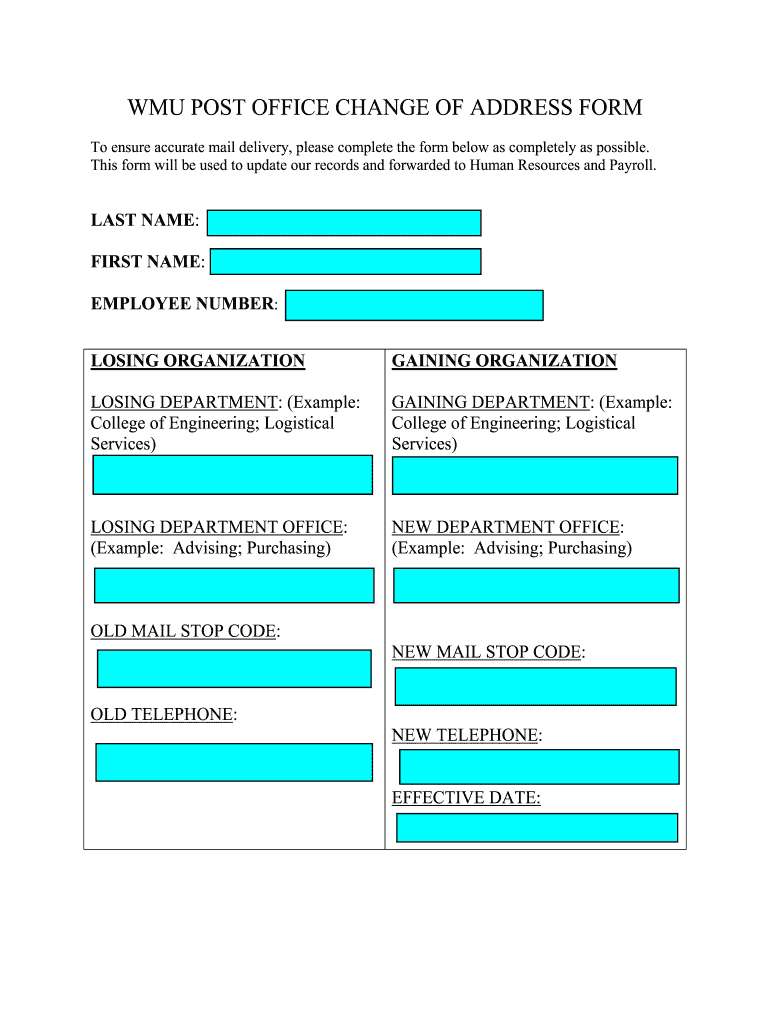 change of address post office printable form