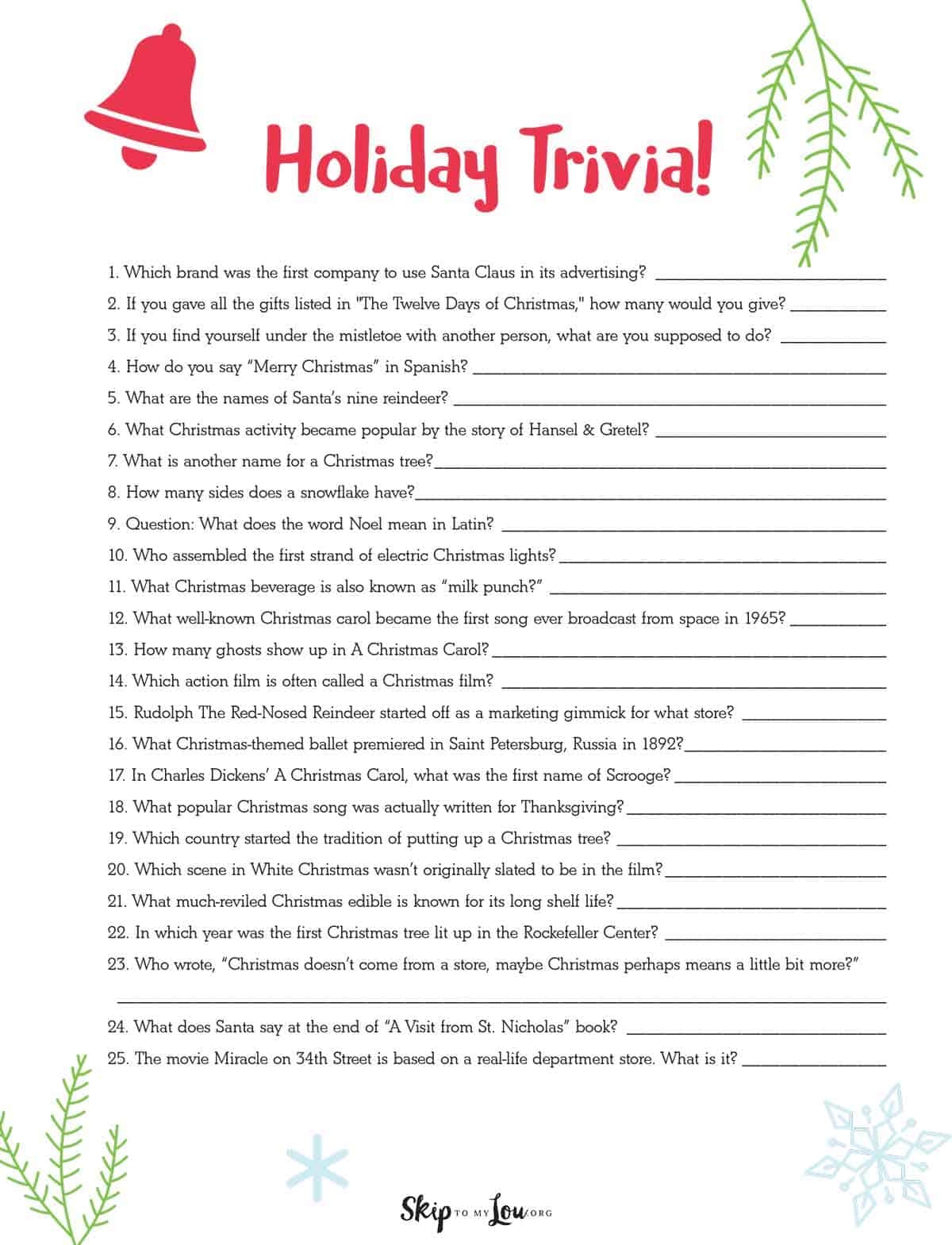 Printable Christmas Games Skip To My Lou