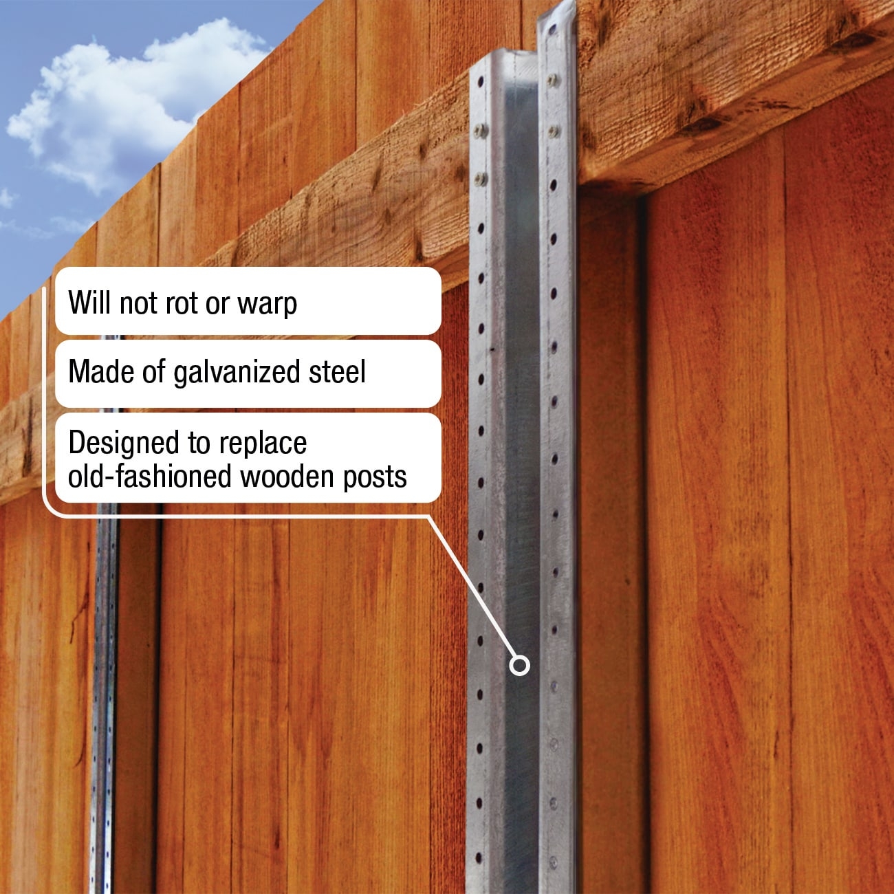 Proforce 7 1 2 ft H X 3 in W Galvanized Galvanized Steel Privacy Line Fence Post In The Metal Fencing Department At Lowes