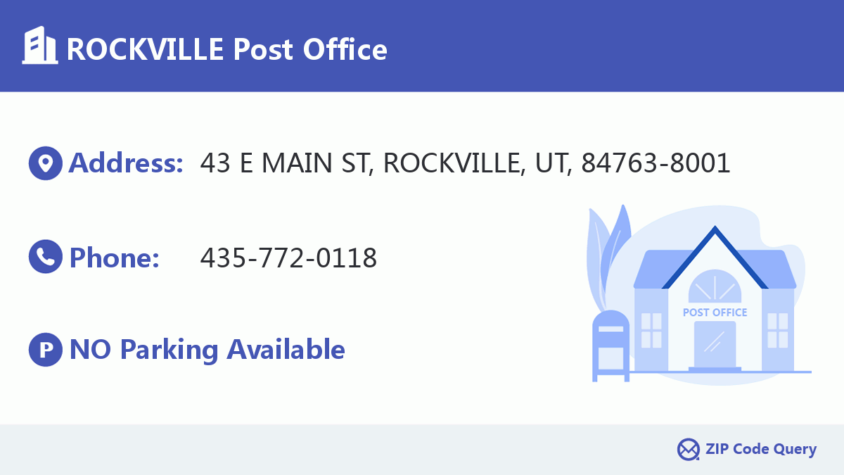 ROCKVILLE Post Office Utah United States ZIP Code 5 Plus 4 