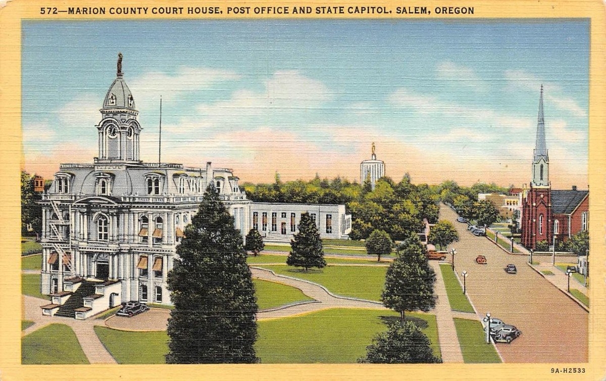 SALEM OR Oregon MARION COUNTY COURT HOUSE Post Office C1940 s Linen Postcard EBay