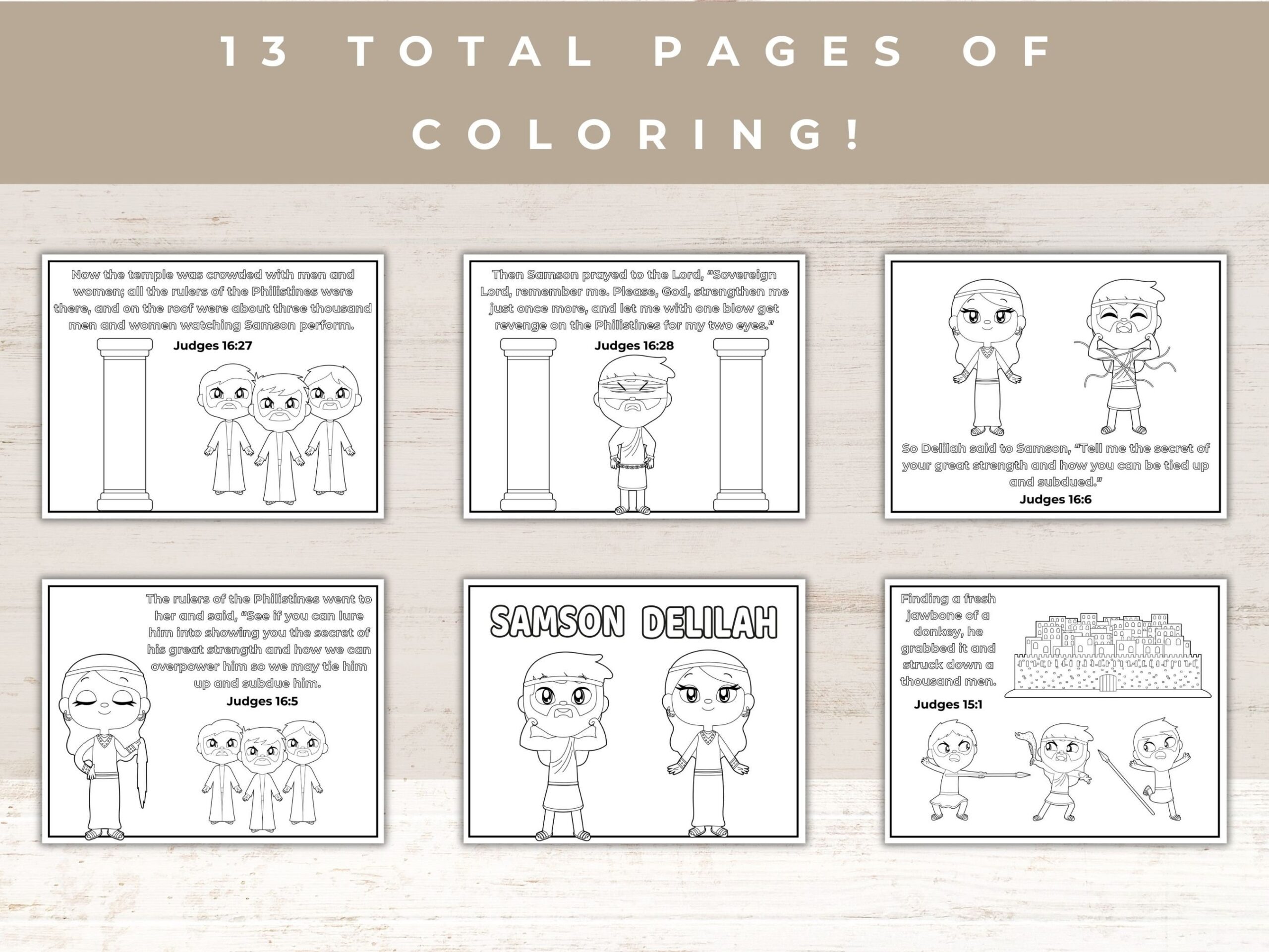 Samson And Delilah Coloring Pages Samson Craft Bible Story Crafts Sunday School Activity Activity Pack Etsy