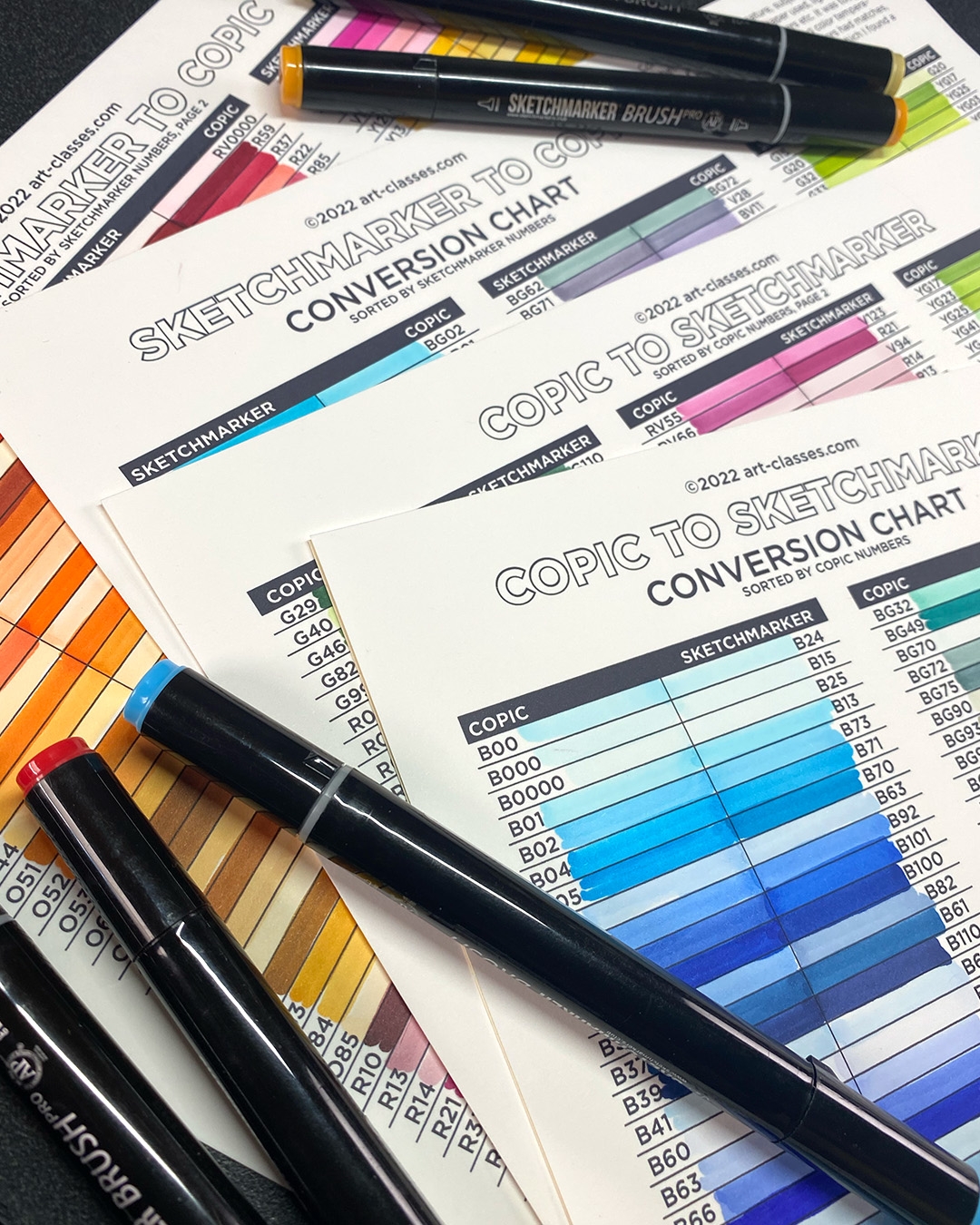 Sketchmarker To Copic Color Conversion Charts Art Classes