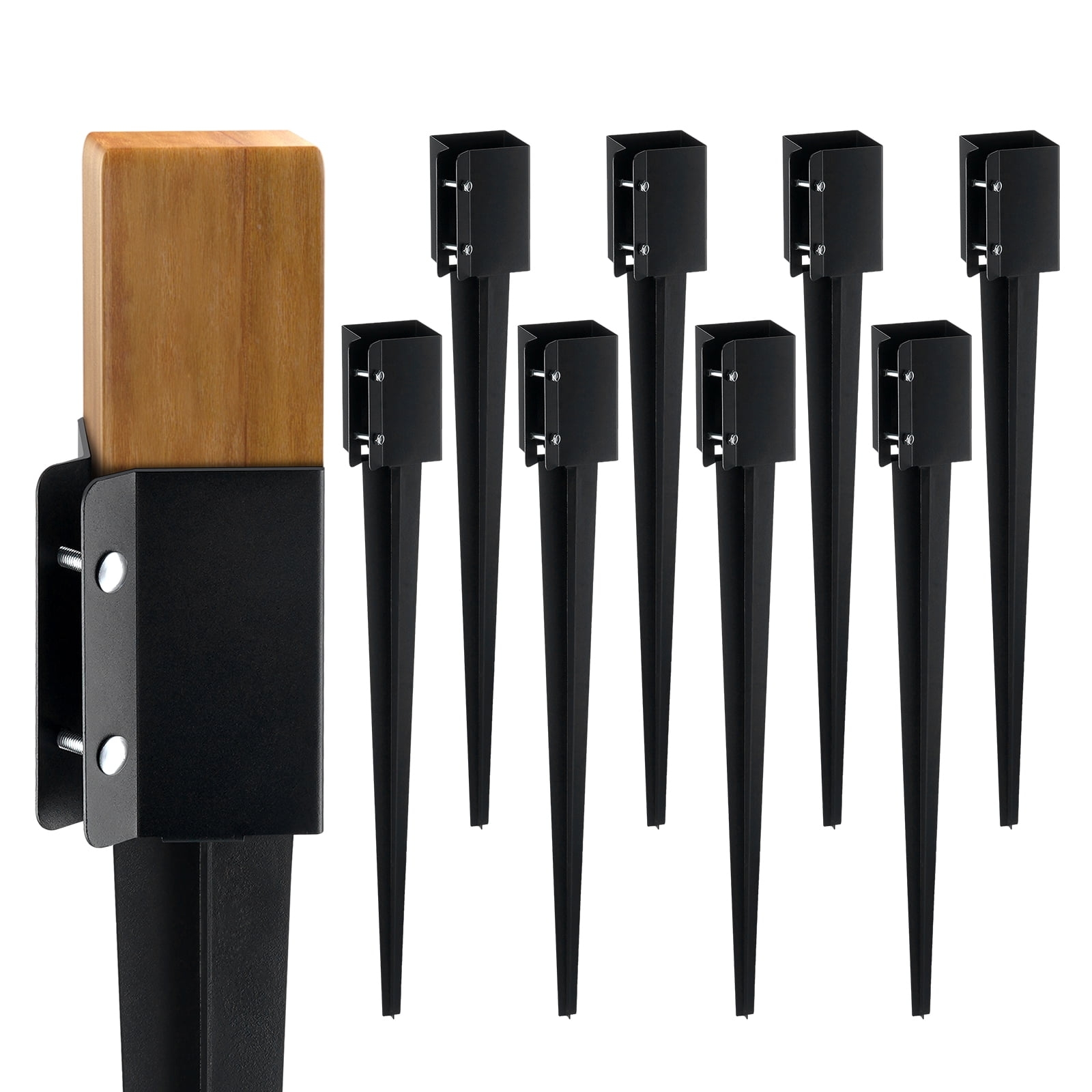 SKYSHALO 8 Pack Metal Fence Post Anchor Ground Spikes 36 X 4 X 4 Inch Walmart