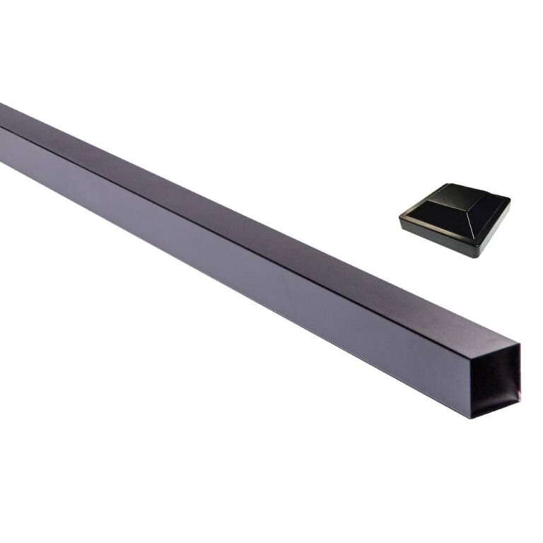 Slipfence 3 In X 3 In X 100 In Black Powder Coated Aluminum Fence Post Includes Post Cap SF2 PK308 The Home Depot