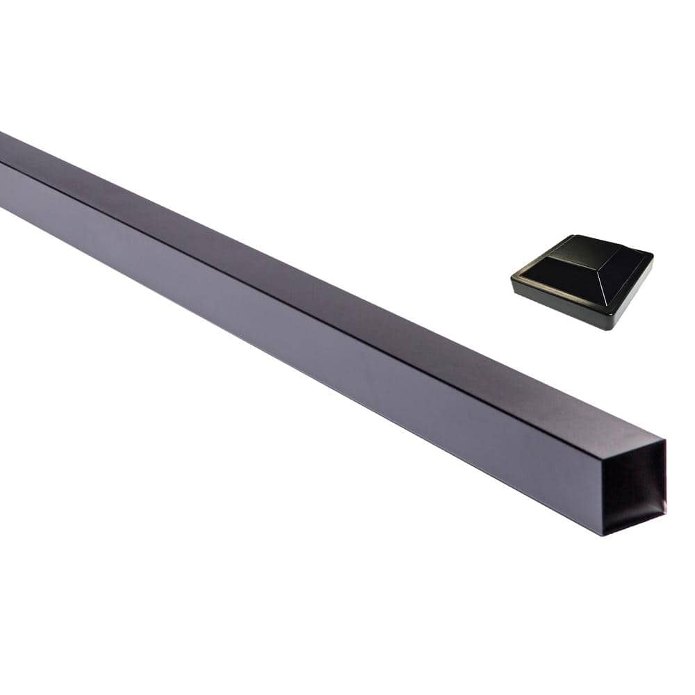 Slipfence 3 In X 3 In X 100 In Black Powder Coated Aluminum Fence Post Includes Post Cap SF2 PK308 The Home Depot