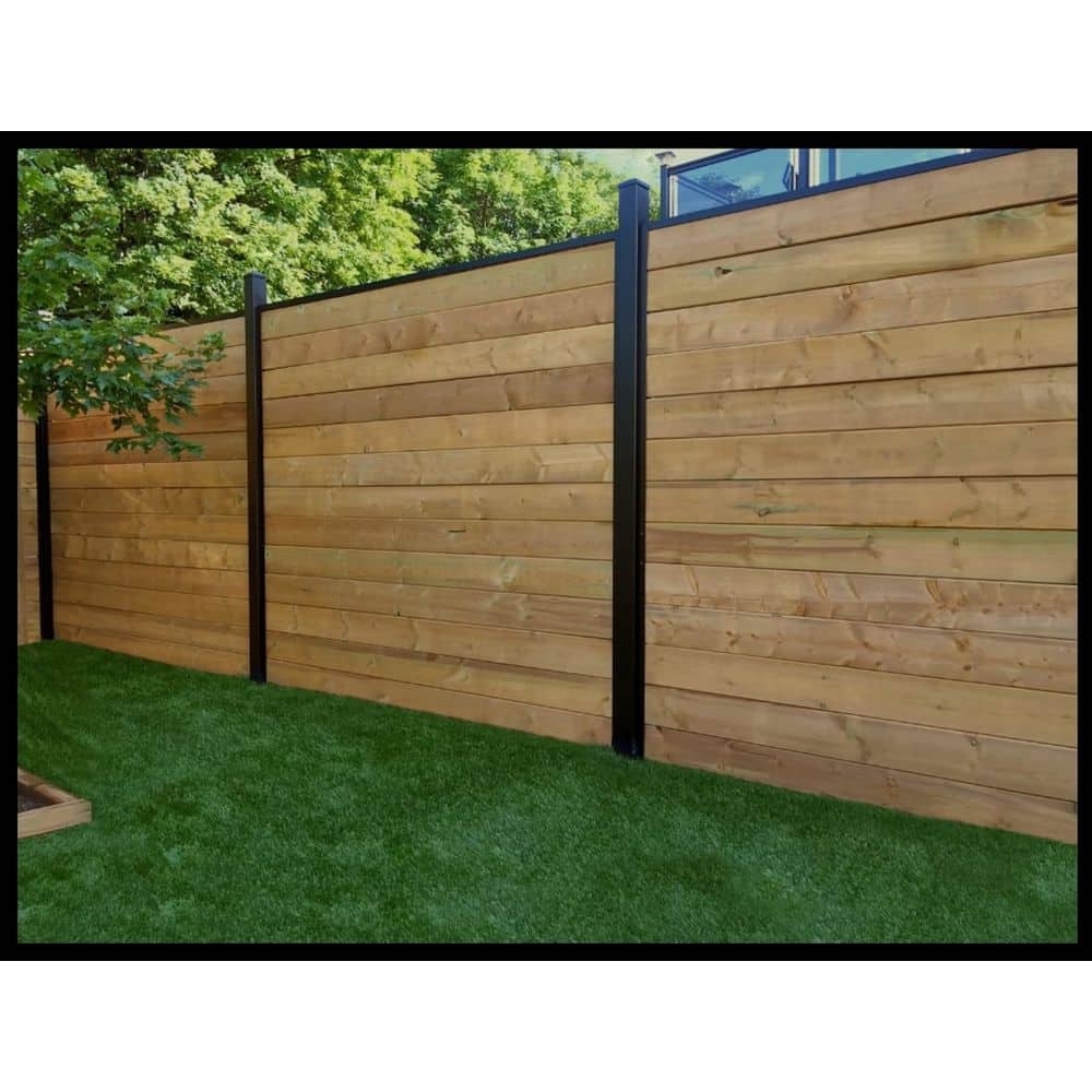 Slipfence 70 In X 1 1 4 In X 1 1 4 In Black Aluminum Fence Channels For 6 Ft High Fence 2 Per Pack Includes Screws SF2 HCK06 The Home Depot