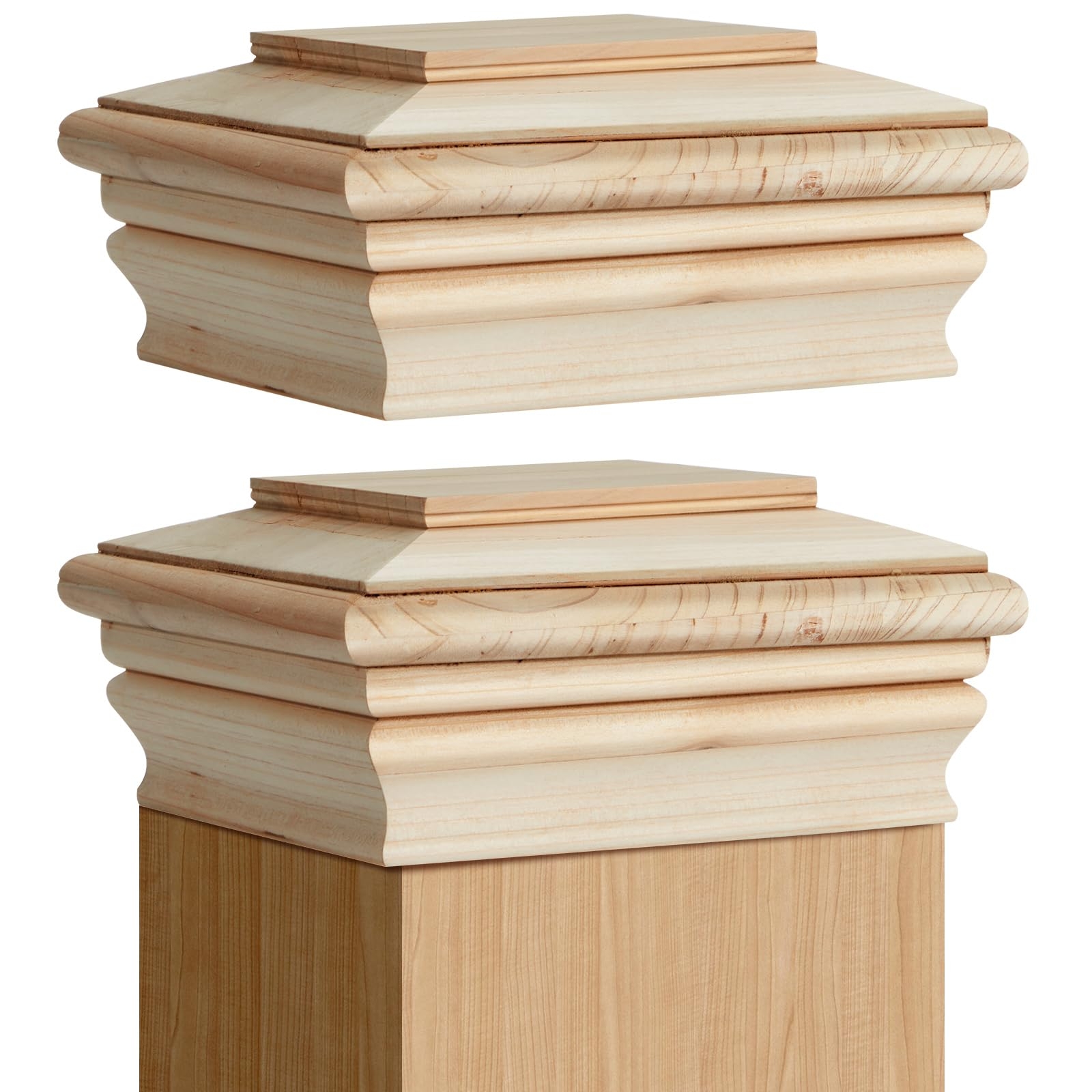 Soaoo 2 Pieces Wooden Post Caps Classic Cedar Wood Post Caps Wood Fence Newel Mounting Kit Resistant For Indoor Outdoor Fence Mailboxes Decks 4 X 4 Inch Amazon