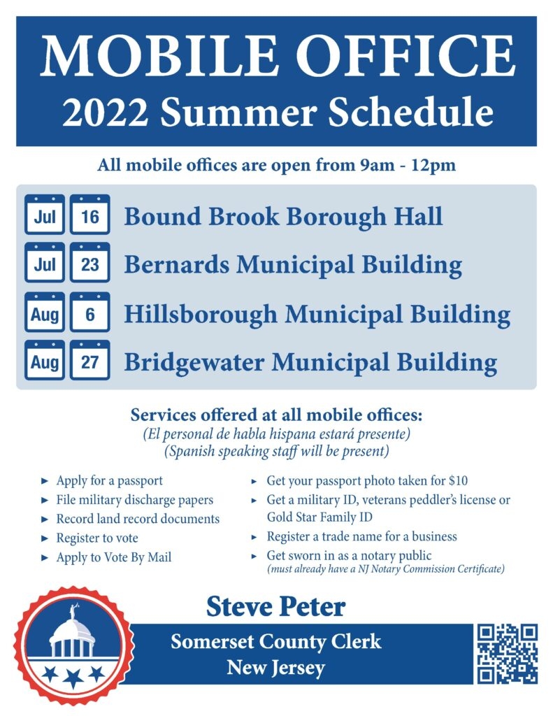 Somerset County Clerk Mobile Office Bound Brook NJ