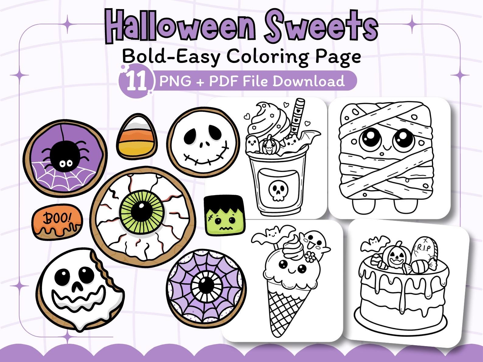 Spooky Sweets Coloring Book Etsy