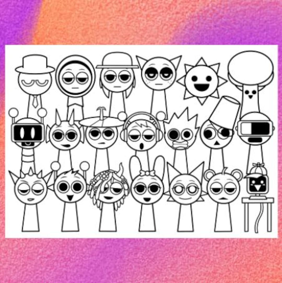 Sprunki Coloring Page Cute Cartoon Characters PNG PDF Etsy
