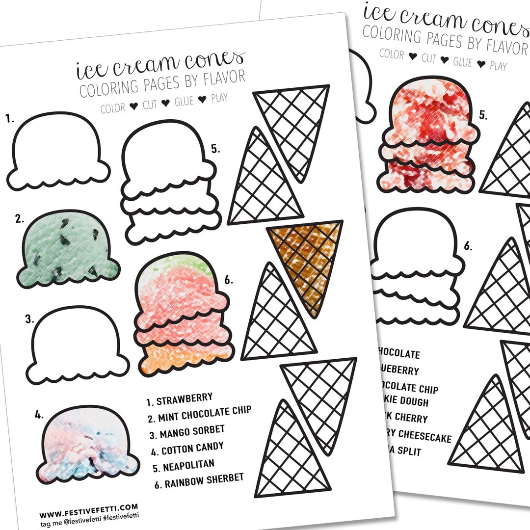 Summer Coloring Pages Color By Number Ice Cream Coloring Page Ice Cream Birthday Party Favor Kids Activity Printable Etsy