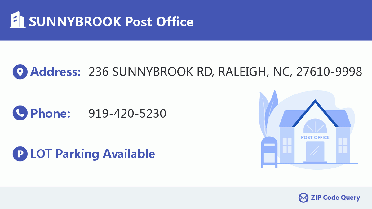 SUNNYBROOK Post Office North Carolina United States ZIP Code 5 Plus 4 