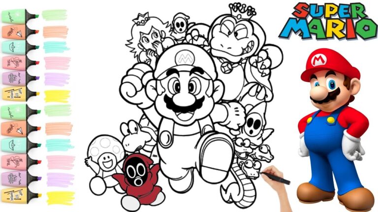 Super Mario Cartoons Coloring Coloring Video For Kids Super Cartoon coloring supermario YouTube