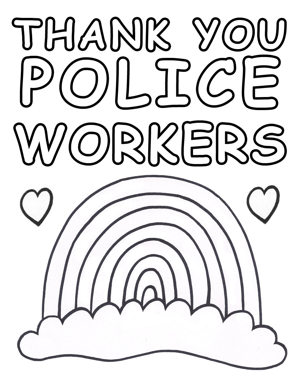 Thank You Police Workers Rainbow Poster Rooftop Post Printables