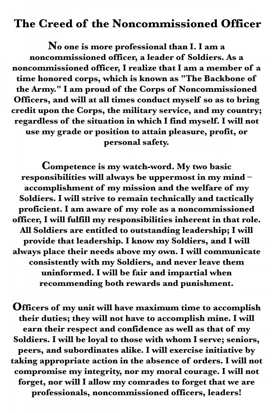 The NCO Creed Par ArmyFacts Com
