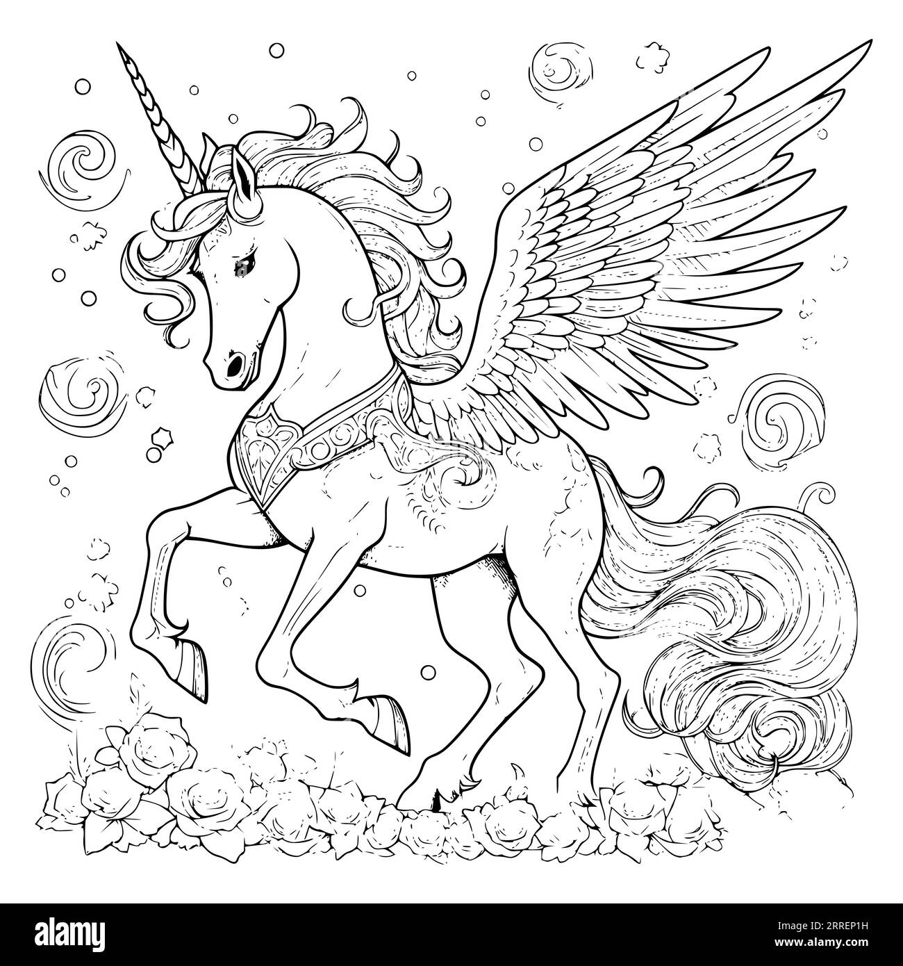Unicorn Coloring Black And White Stock Photos Images Page 2 Alamy