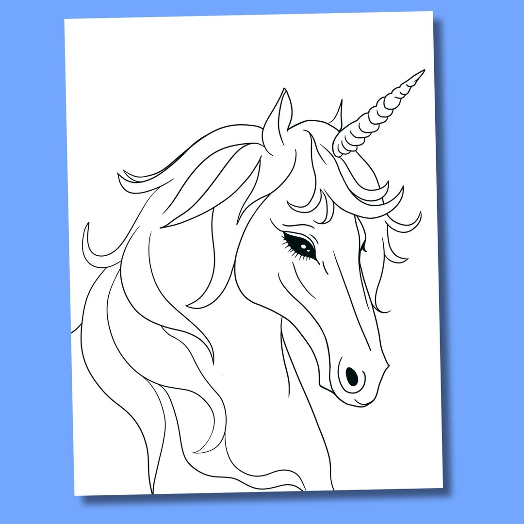 Unicorn Coloring Page Unicorn Coloring Page Printable Unicorn Coloring PDF Kids Coloring Adult Coloring Etsy