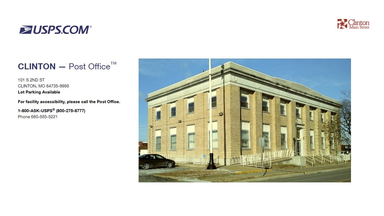 US Post Office Welcome To Clinton Missouri