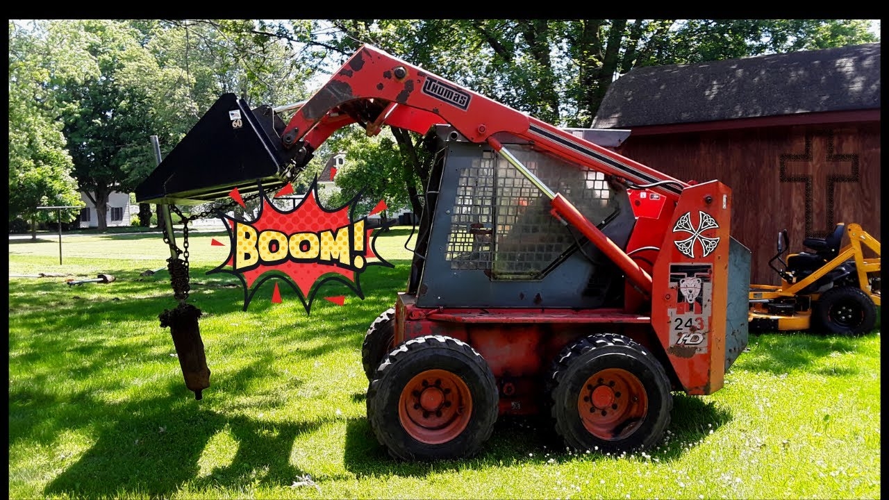 Using A Skid Steer To Pull Out Fence Post Thomas 243HD YouTube